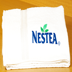 embroideried border jacquard printed transfer printed promotional towels producing exporting